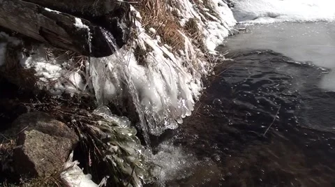 Water spring in winter Stock Footage 54075745