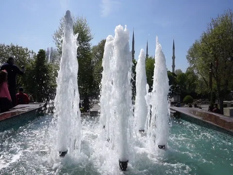 Water spurts upward in summer Stock Footage 107356985