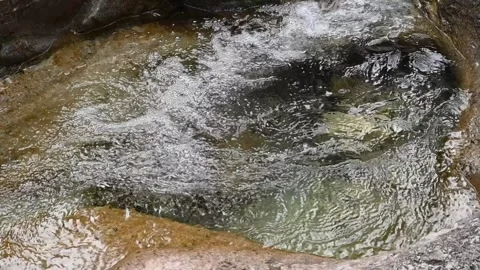 Water squirling in a pool of a mountain stream in slow motion Stock-Footage 260864038