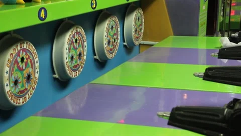 Water Squit Gun Game at a Theme Park Stock Footage 6668498