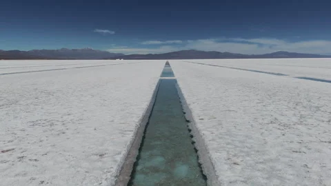 Water stack in the tourist salt flat of Salinas Grandes in the province of 스톡 동영상 274706469