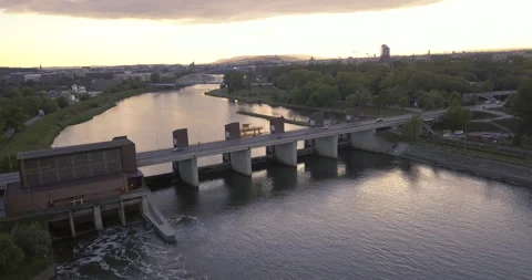 Water stage in Krakow. Sunset 스톡 동영상 130368529