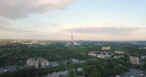Water stage in Krakow. Sunset Stock Footage 130369024