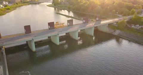 Water stage in Krakow. Sunset Stock Footage 130371475