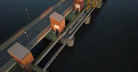 Water stage in Krakow. Sunset Stock Footage 130371673