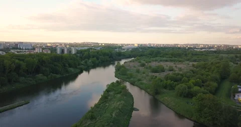 Water stage in Krakow. Sunset Stock Footage 130371792