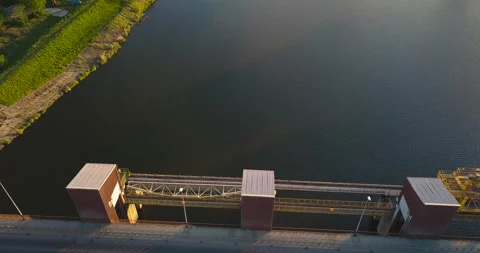 Water stage in Krakow. Sunset Stock Footage 130377866