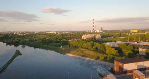 Water stage in Krakow. Sunset 库存影片 130380752