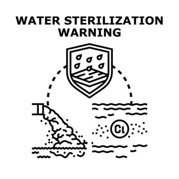 Water sterilization warning concept flat icon Stock Illustration