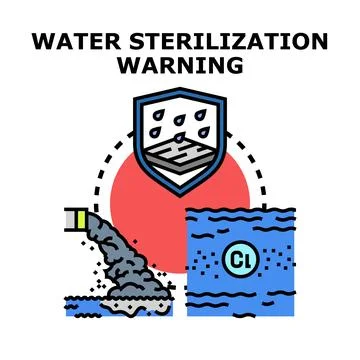Water sterilization warning concept flat icon Stock Illustration