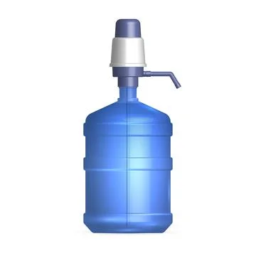 Water storage bottle with hand pump, 3D vector illustration. Stock Illustration