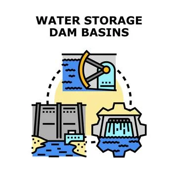 Water storage dam basins concept vector illustration Stock Illustration