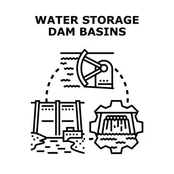 Water storage dam basins concept vector illustration Stock Illustration