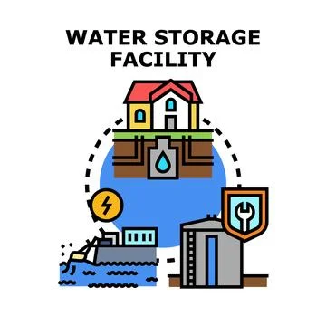 Water storage facility system infrastructure engineering concept Stock Illustration
