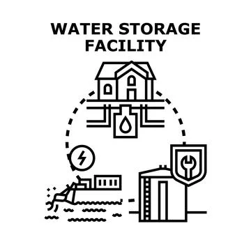 Water storage facility system infrastructure engineering concept Stock Illustration