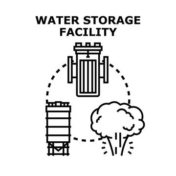 Water storage facility system managing liquid resources Stock Illustration