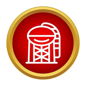 Water storage tank icon on red circle Stock Illustration