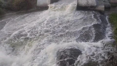 Water stored in dams Stock Footage