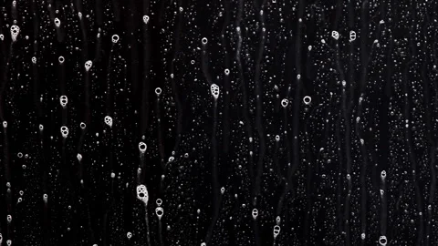 Water streaks and soap bubbles on black background Stock Footage 342749913