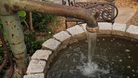 Water stream to circle pool Stock Footage 119352060