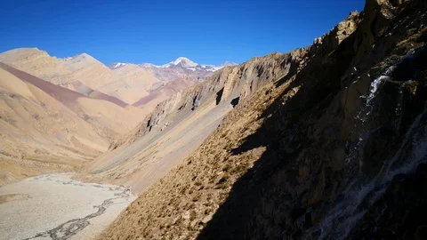 Water stream creating waterfalls at Andes Mountains rugged landscape Stock-Footage 106908542