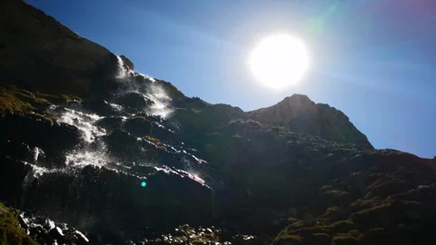 Water stream creating waterfalls at Andes Mountains rugged landscape Stock-Footage 106909092