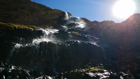 Water stream creating waterfalls at Andes Mountains rugged landscape Stock-Footage 106911172