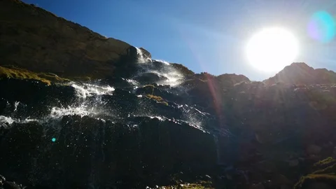 Water stream creating waterfalls at Andes Mountains rugged landscape Stock-Footage 106911922