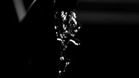 Water stream falling on pure black background Stock Footage 327051143