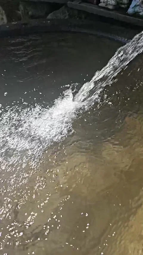 Water Stream Slowly Falling into Clear Natural Pool 動画素材 336346458