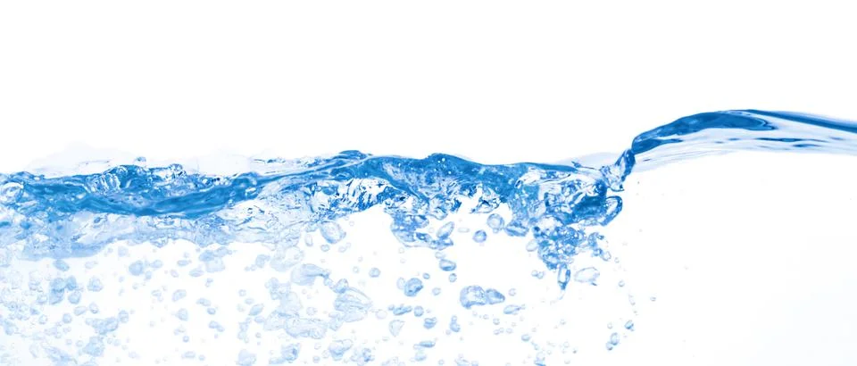 Water stream on white background isolate minimalism Stock Photos