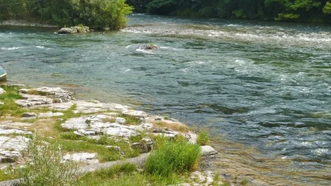 Water streaming on the river Stock Footage 121742058