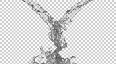 Water Streams Colliding CG Alpha Channel Stock Footage 51555073