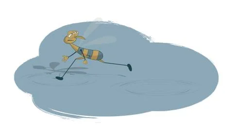Water strider running on the water. Vector illustration on a colored stylish  Stock Illustration