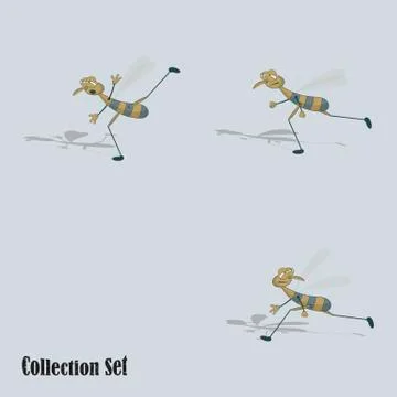 Water strider in various poses. Vector set for design. Stock Illustration