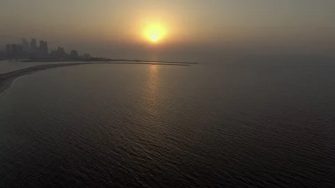 Water sunset drone shot Video stock 99125368