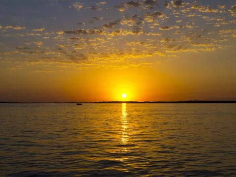 Water sunset 库存照片