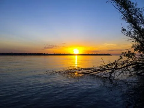 Water sunset 库存照片