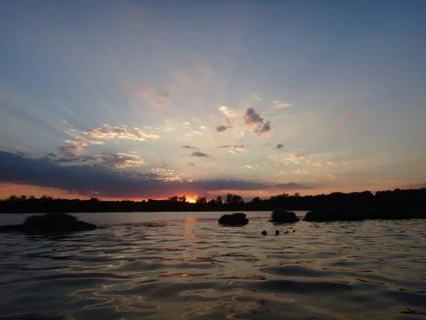 Water at sunset Foto stock
