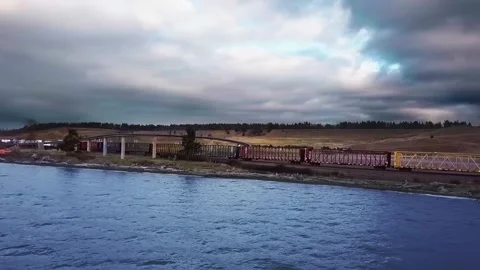 Water at Sunset TRAIN DYNAMIC COLOR Stock Footage 196476712