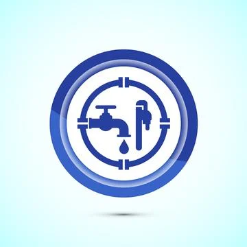 Water supply service icon design illustration. Plumbing repair service sign.. Ilustración de archivo