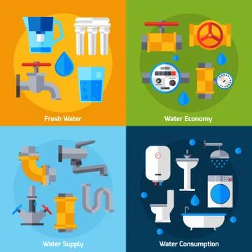 Water Supply Set Stock Illustration