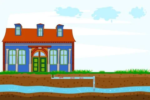Water supply well system. Stock Illustration