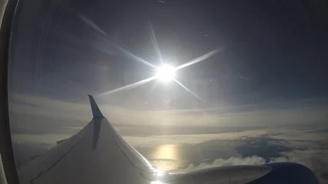 Water surface from an airplane window. Stock Footage 127734692