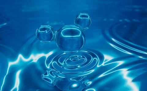 Water surface and molecule, water surface background, 3d rendering. Stock Illustration