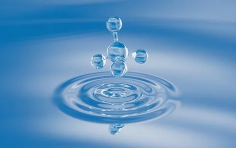 Water surface and molecule, water surface background, 3d rendering. Stock Illustration