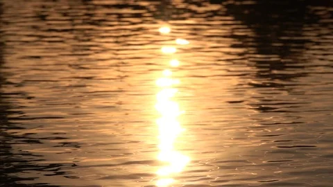 Water Surface and Sunset Reflections 240fps Slow Motion x8 Loop High Speed Stock Footage 128348923