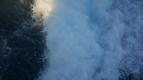 Water surface behind the fast moving catamaran Stock Footage 83309747