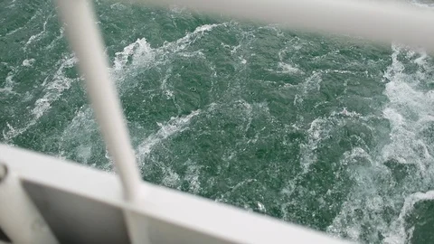Water Surface Behind Of Fast Moving Motor Boat Stock Footage 123701109