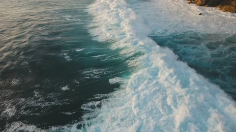 Water surface with big waves, aerial view.Bali. Stock Footage 144739875